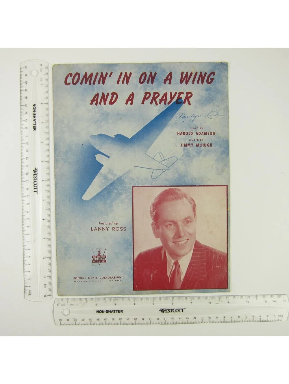 Sheet Music Comin in on a Wing and a Prayer Lanny Ross Jimmy McHugh Vintage 1943